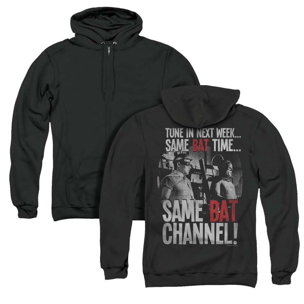 Batman Classic Tv Bat Channel Back Print Zipper Mens Hoodie Black