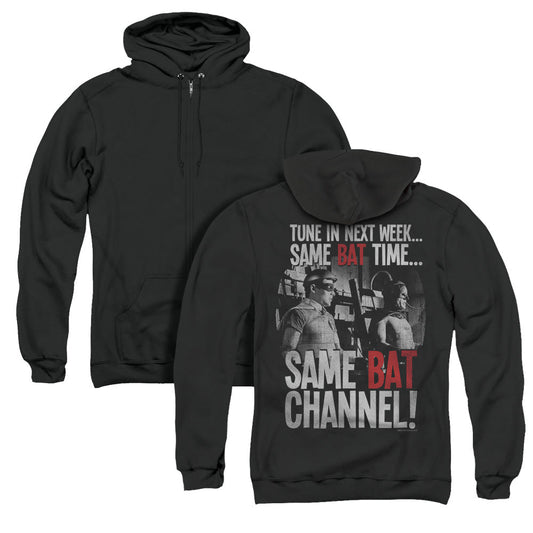 Batman Classic Tv Bat Channel Back Print Zipper Mens Hoodie Black