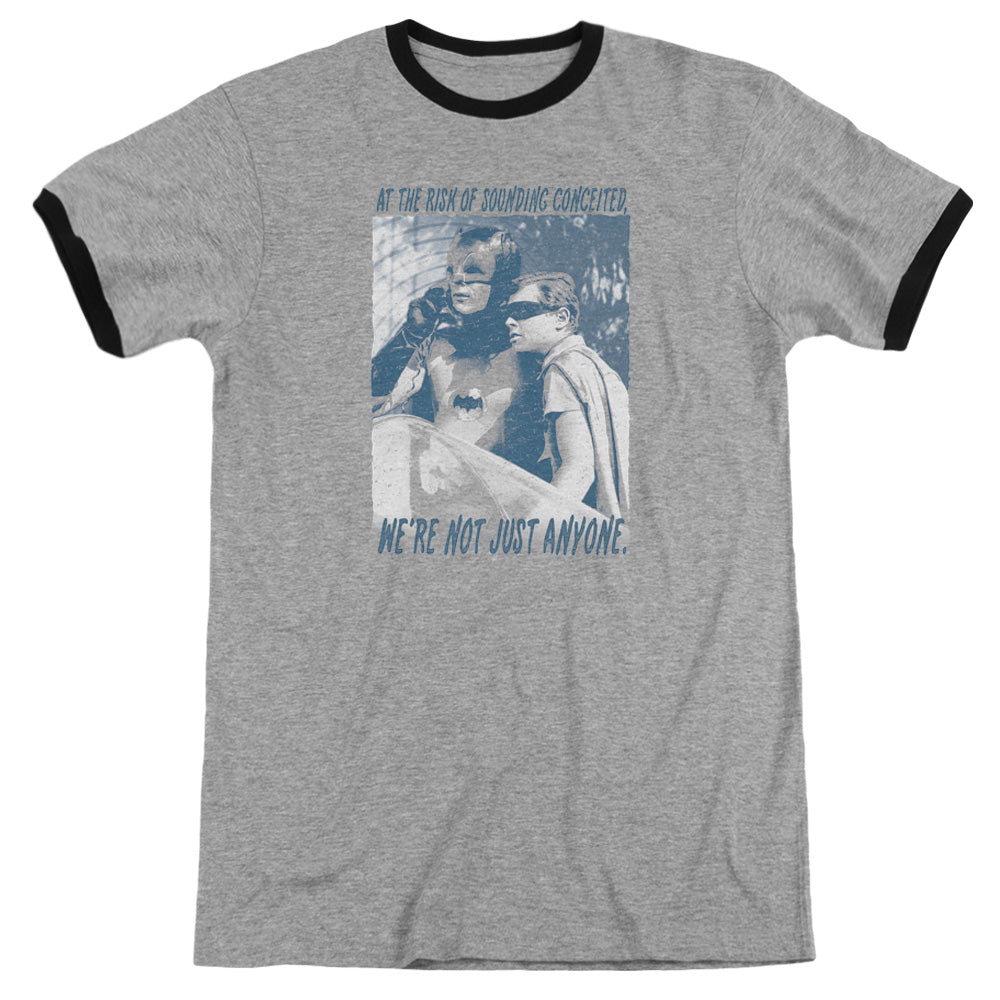 Batman Classic Tv Boogie Nights Heather Ringer Mens T Shirt Heather Black