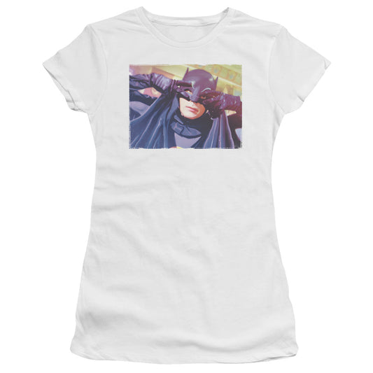 Batman Classic Tv Ooth Groove Junior Sheer Cap Sleeve Womens T Shirt White