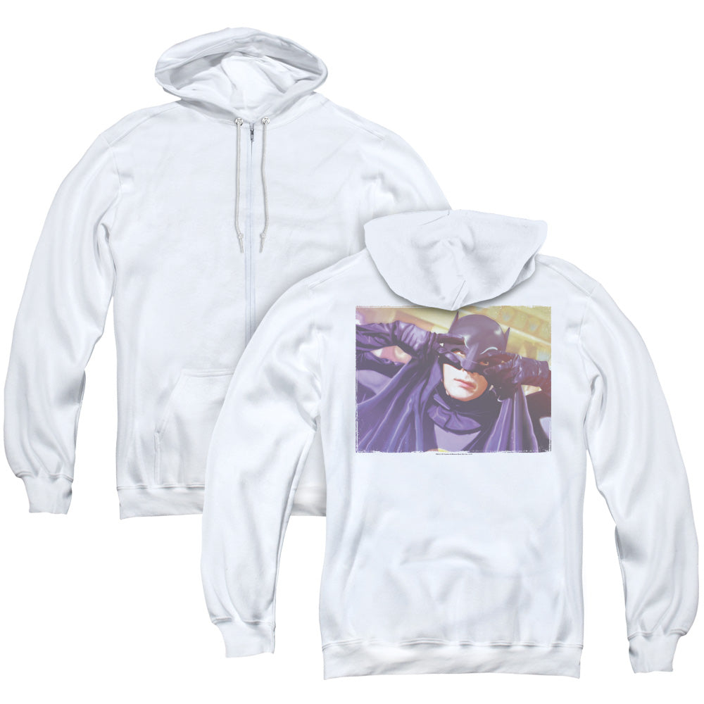Batman Classic Tv Ooth Groove Back Print Zipper Mens Hoodie White
