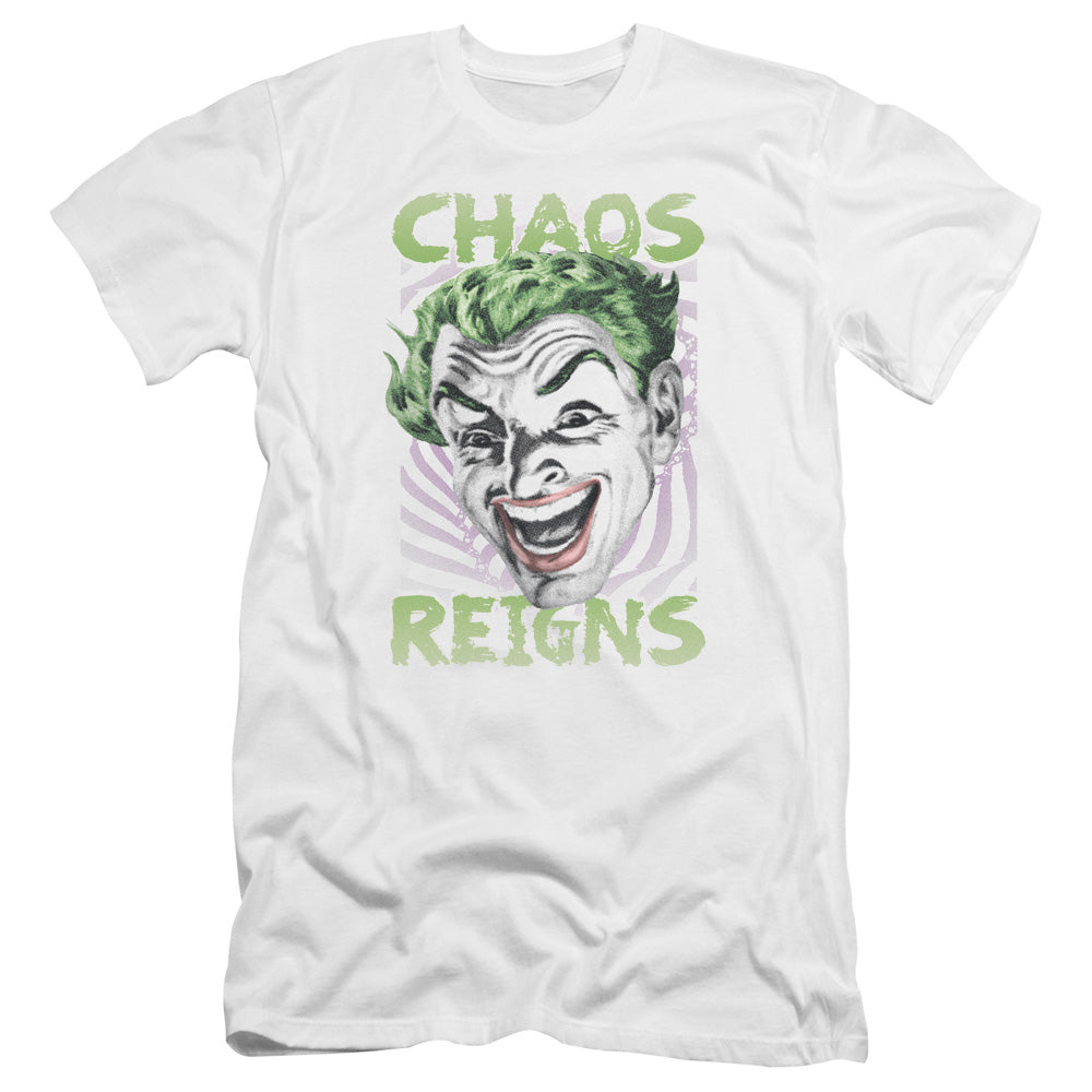 Batman Classic Tv Chaos Reigns Premium Bella Canvas Slim Fit Mens T Shirt White