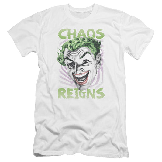 Batman Classic Tv Chaos Reigns Premium Bella Canvas Slim Fit Mens T Shirt White