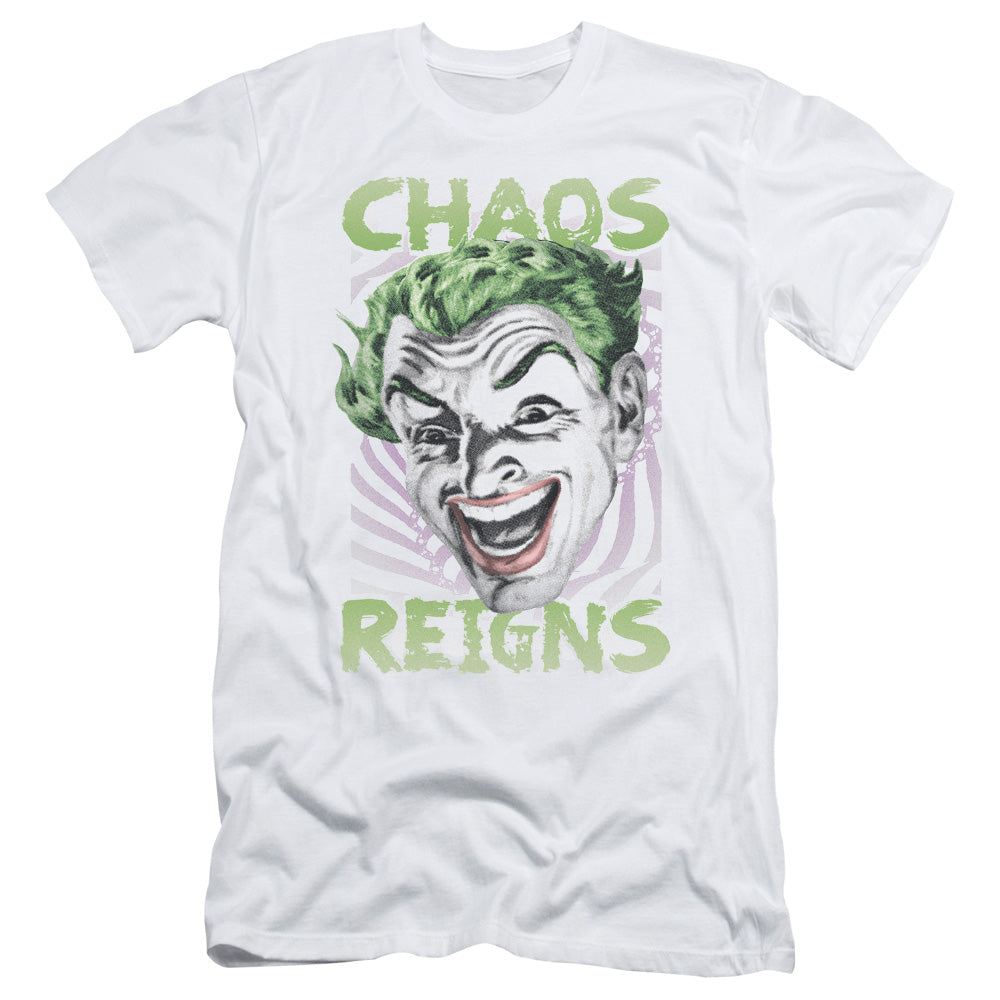 Batman Classic Tv Chaos Reigns Slim Fit Mens T Shirt White