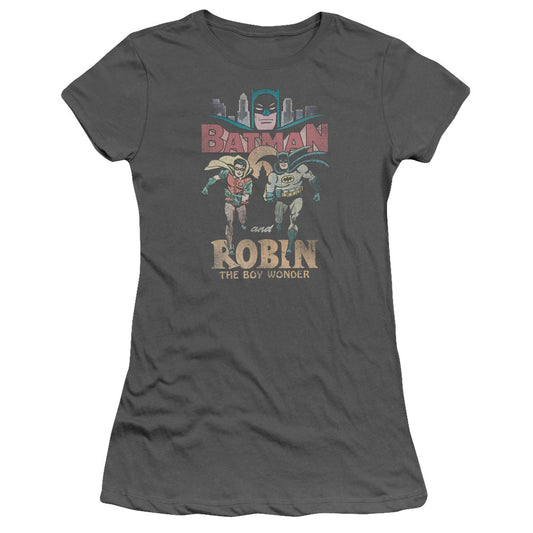 Batman Classic Tv Classic Duo Junior Sheer Cap Sleeve Womens T Shirt Charcoal
