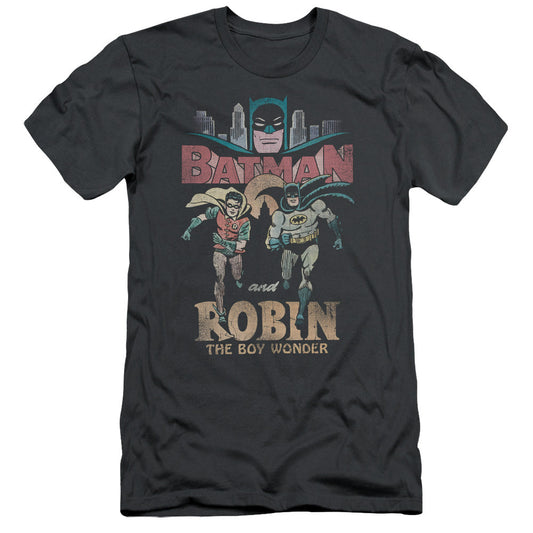 Batman Classic Tv Classic Duo Slim Fit Mens T Shirt Charcoal