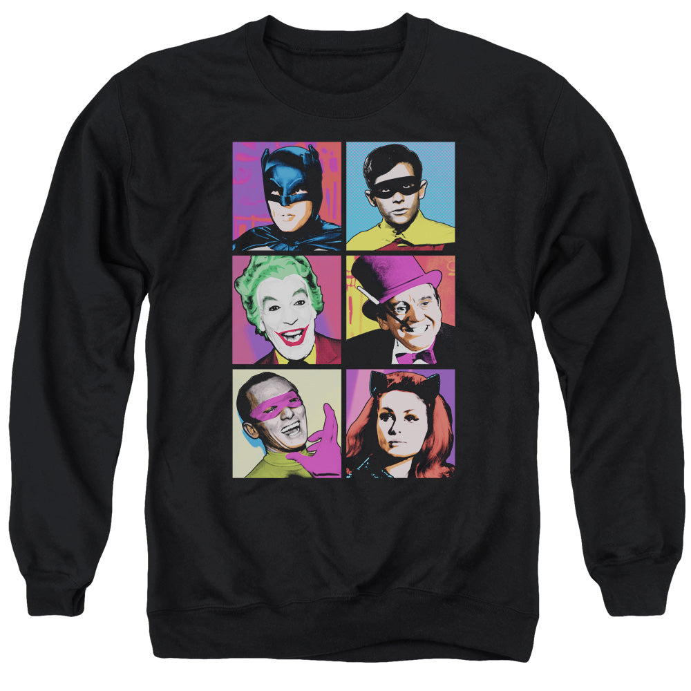 Batman Classic Tv Pop Cast Mens Crewneck Sweatshirt Black