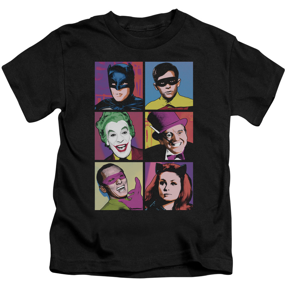 Batman Classic Tv Pop Cast Juvenile Kids Youth T Shirt Black
