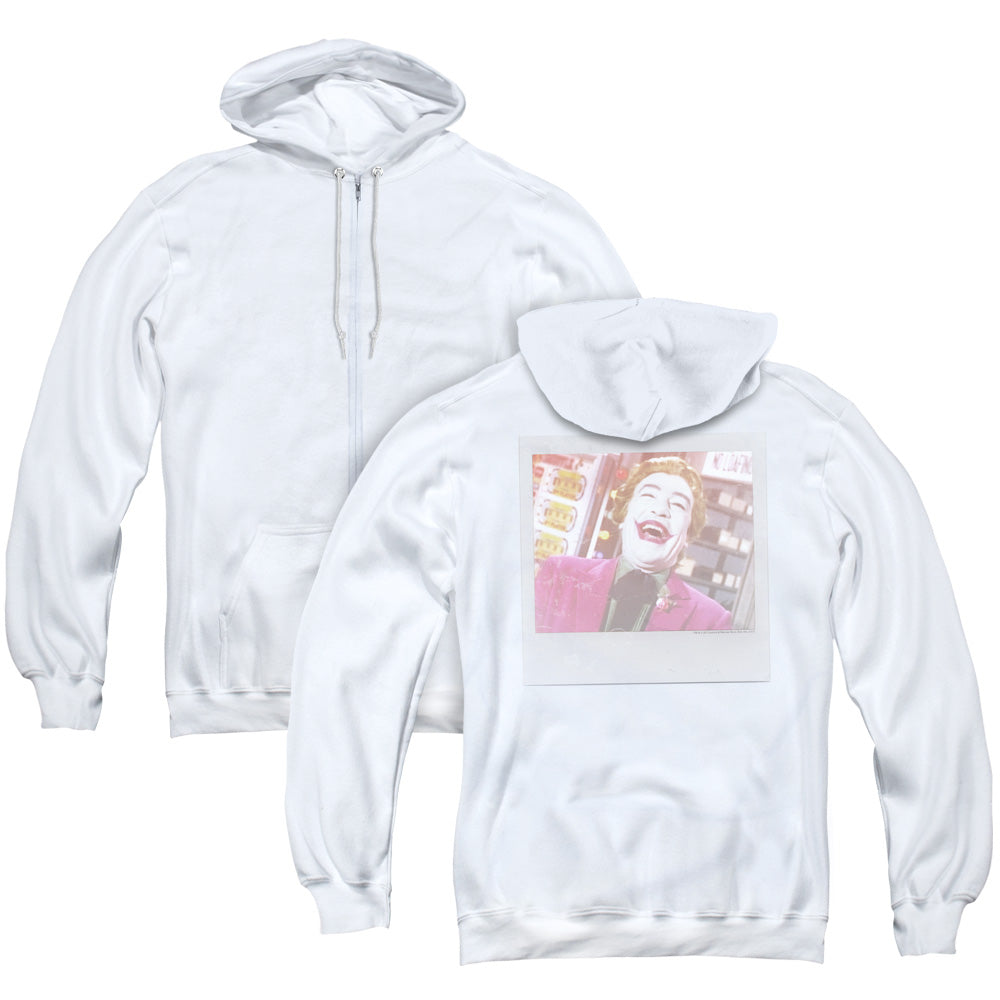 Batman Classic Tv Captured Back Print Zipper Mens Hoodie White