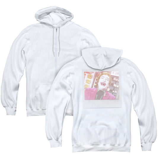 Batman Classic Tv Captured Back Print Zipper Mens Hoodie White