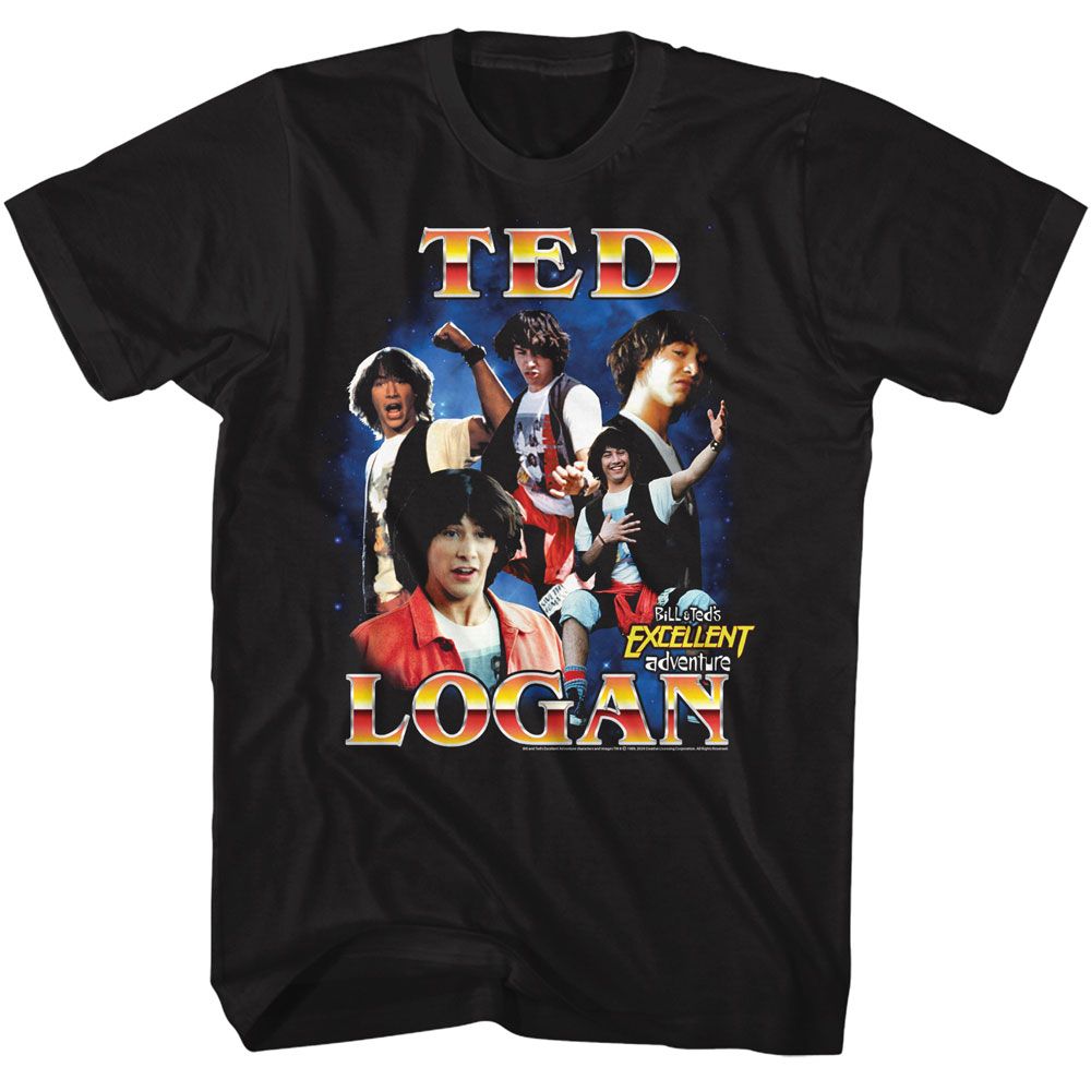Bill And Ted - Collage - American Classics - Solid Black Adult Short Sleeve T-Shirt