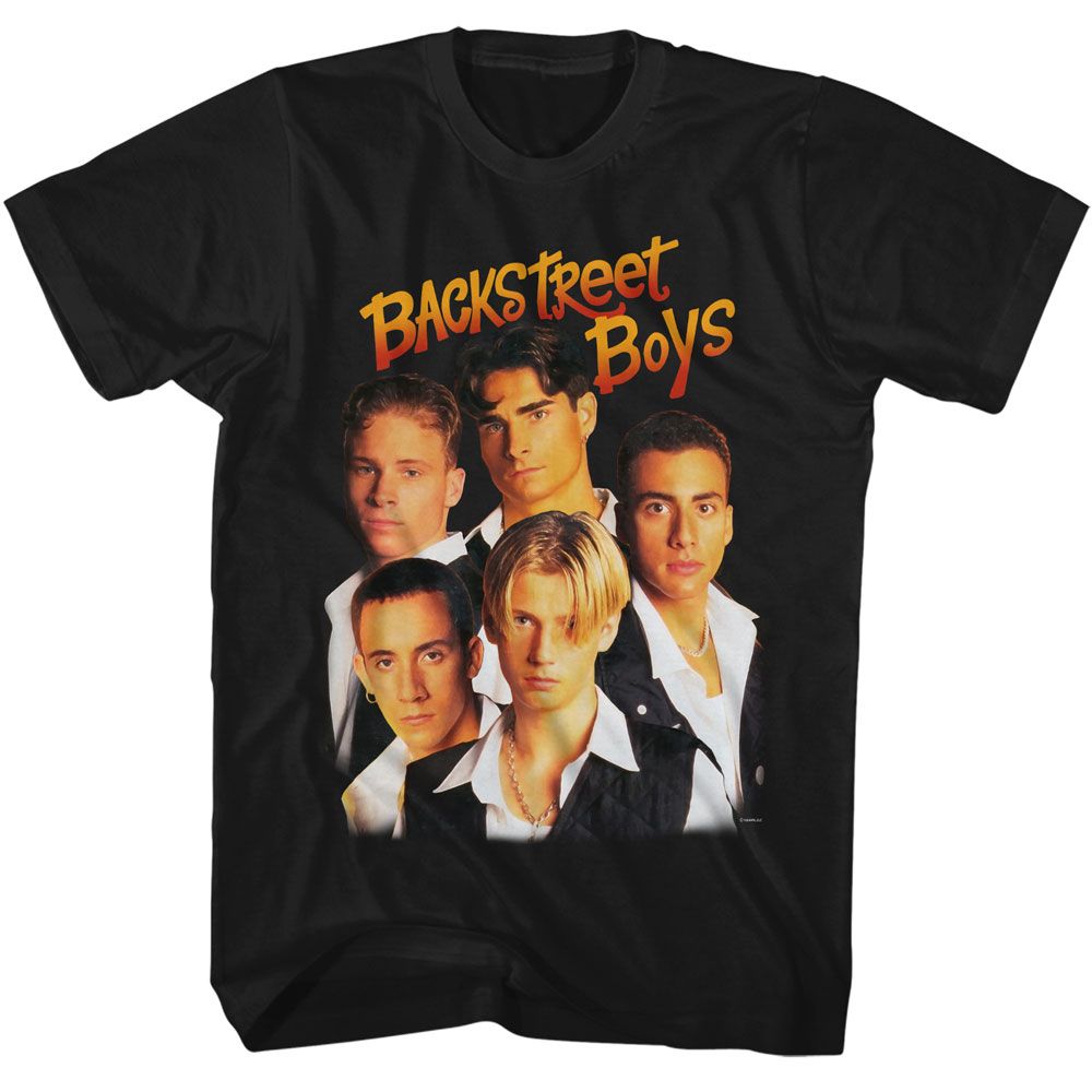 Backstreet Boys - Group Photo - Black Front Print Short Sleeve Adult T-Shirt