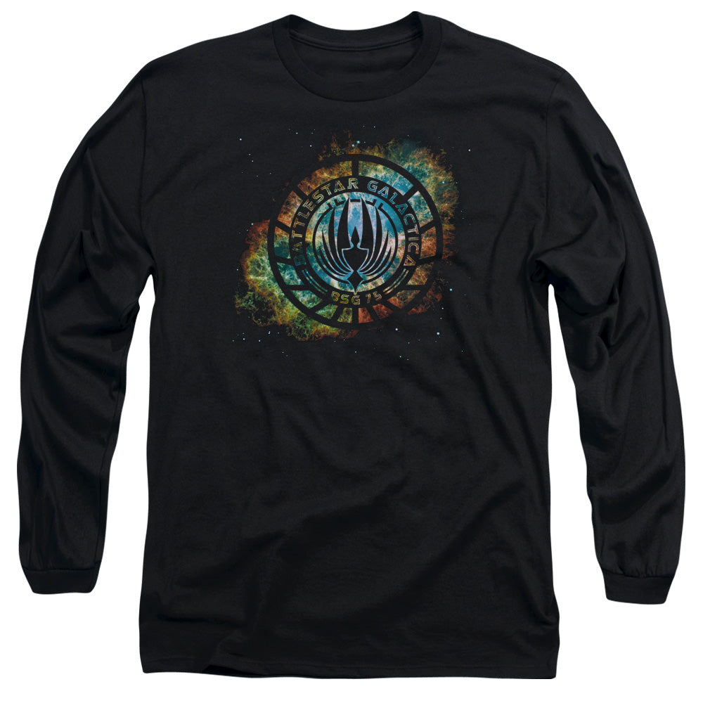 Batlestar GalACtica (New) Emblem Knock Out Mens Long Sleeve Shirt Black - clothing by TeeHivey.com