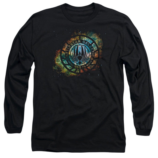 Batlestar GalACtica (New) Emblem Knock Out Mens Long Sleeve Shirt Black - clothing by TeeHivey.com