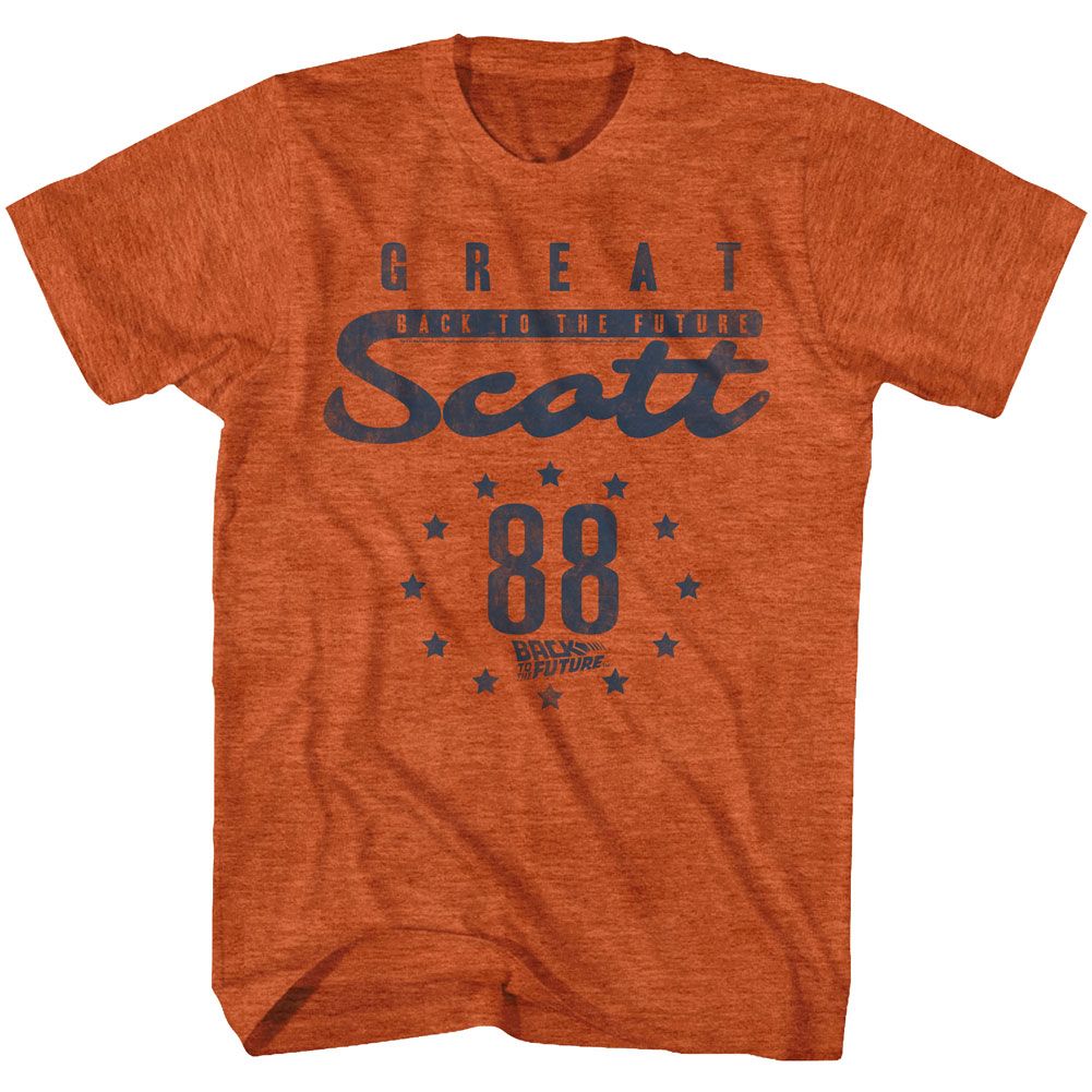 Back To The Future - Scott 88 - American Classics - Heather Orange Adult Short Sleeve T-Shirt (Image 1)