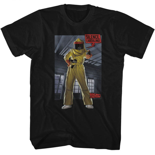 Back To The Future - Silence Earthling - Black Short Sleeve Adult T-Shirt - clothing by TeeHivey.com (Image 1)