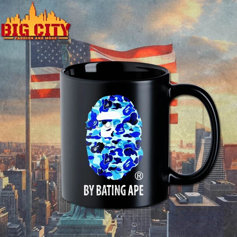 BY Bathing Ape Bape Blue Camo Big Head T-shirt