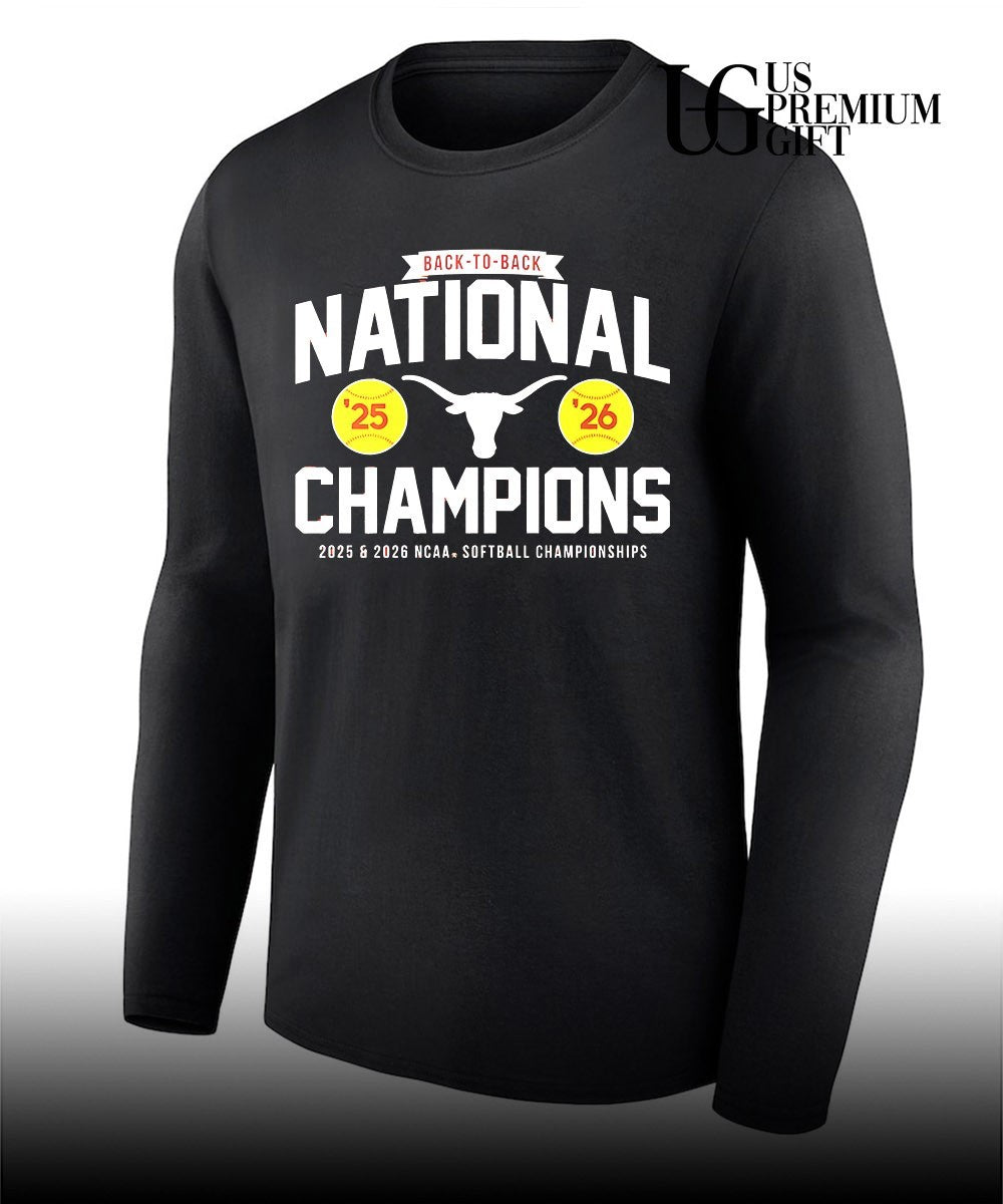 Back-to-Back National Champions Texas Longhorns NCAA Softball Championships 2026 shirt