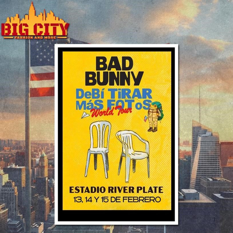 Bad Bunny Debi Tirar Mas Fotos World Tour Argentina Exclusive Poster Shirt