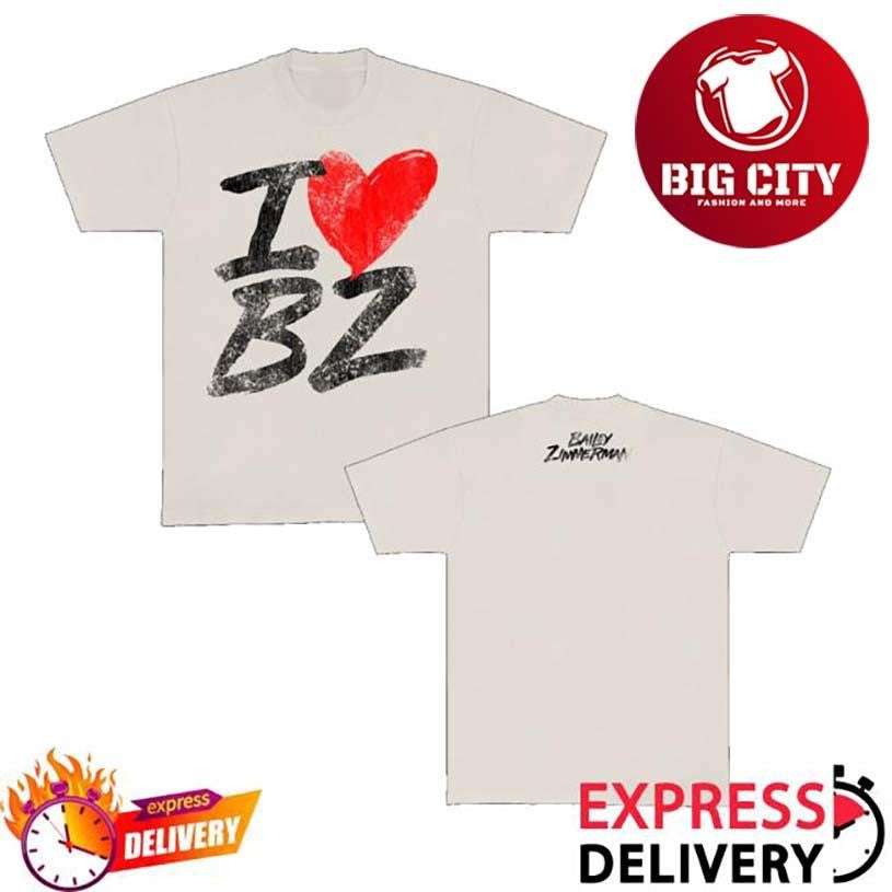 Bailey Zimmerman Music I Heart Bz Ivory Oversized Two Sided Shirt