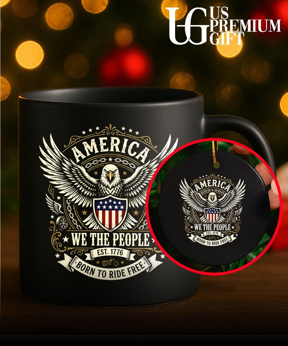 Bald Eagle Motorcycle America We the People Est 1776 Born to Ride Free shirt