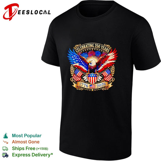 Bald eagle celebrating 250 years 1776 2026 gold patriotic USA shirt