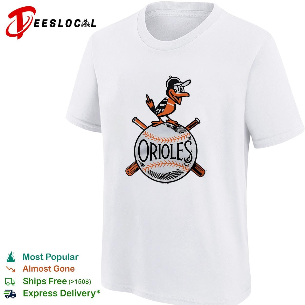 Baltimore Orioles vintage bird perched on baseball logo shirt