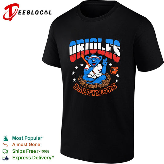 Baltimore Orioles x Grateful Dead dancing bear MLB graphic shirt