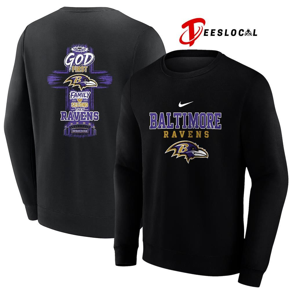 Baltimore Ravens God first family second cross shirt