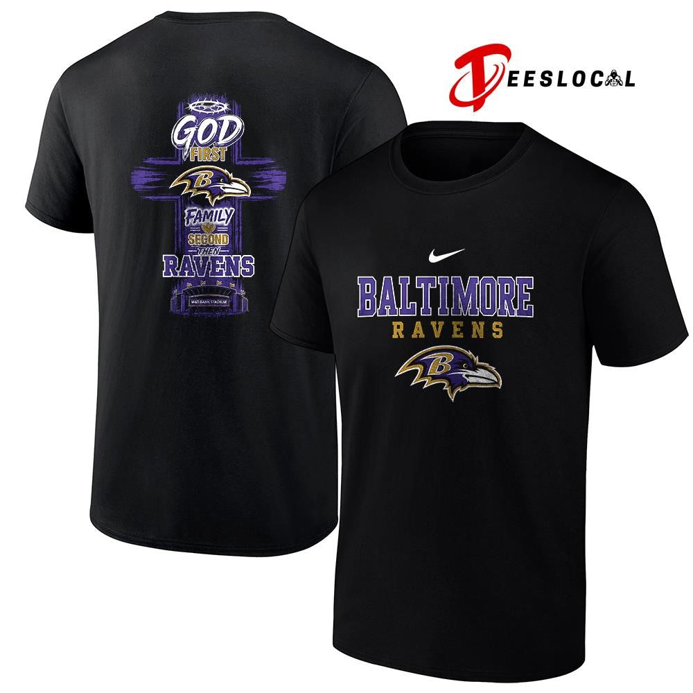 Baltimore Ravens God first family second cross shirt