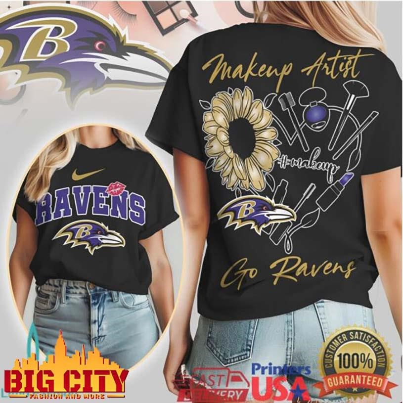 Baltimore Ravens Makeup Artist Sunflower Two Sided Shirt