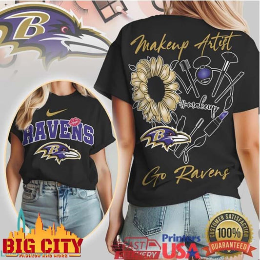 Baltimore Ravens Makeup Artist Sunflower Two Sided Shirt