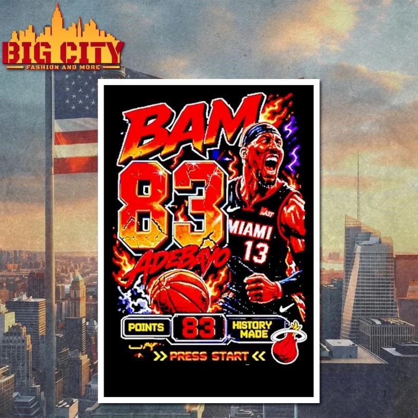 Bam Adebayo 83 point history made Miami Heat basketball blazing graphic shirt