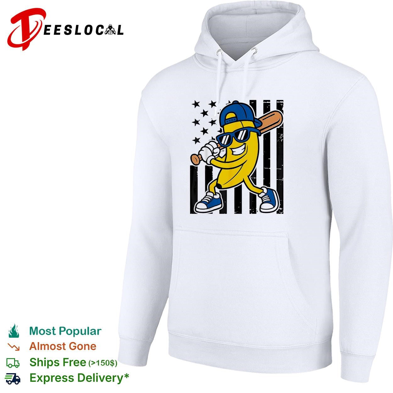 Banana baseball player sunglasses cartoon graphic shirt