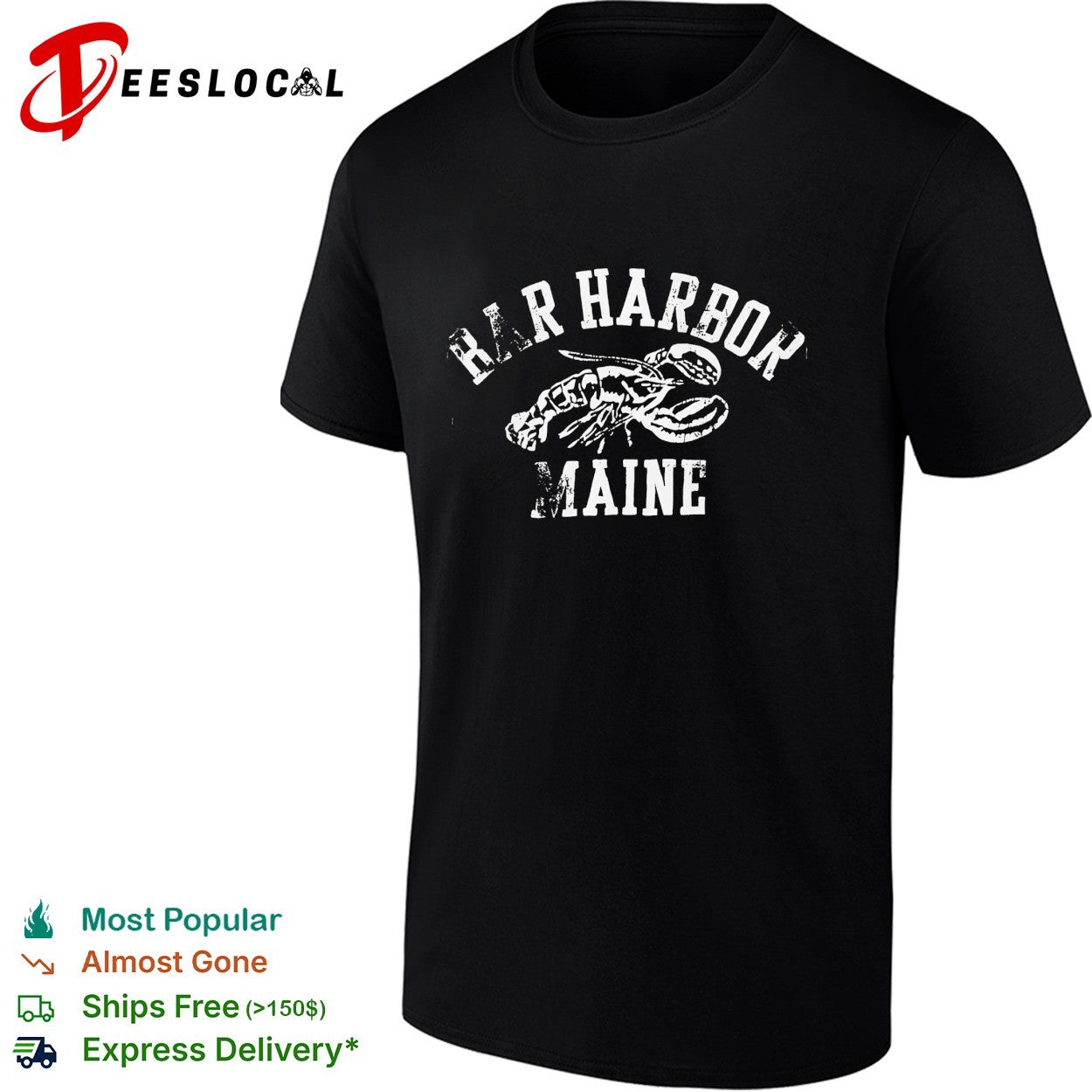 Bar Harbor Maine lobster yellow coastal beach vintage shirt