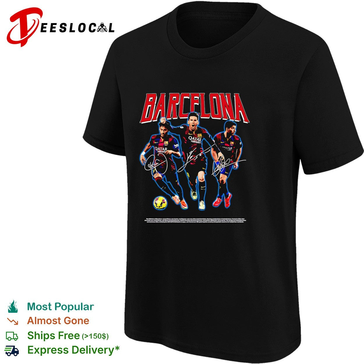 Barcelona Messi Suarez Neymar MSN portrait shirt
