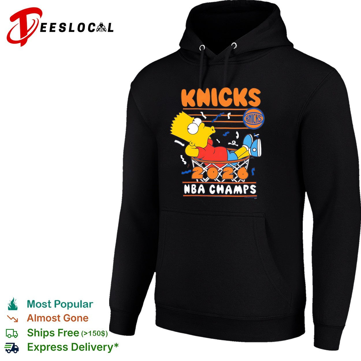 Bart x New York Knicks 2026 NBA Champs parody cartoon basketball shirt