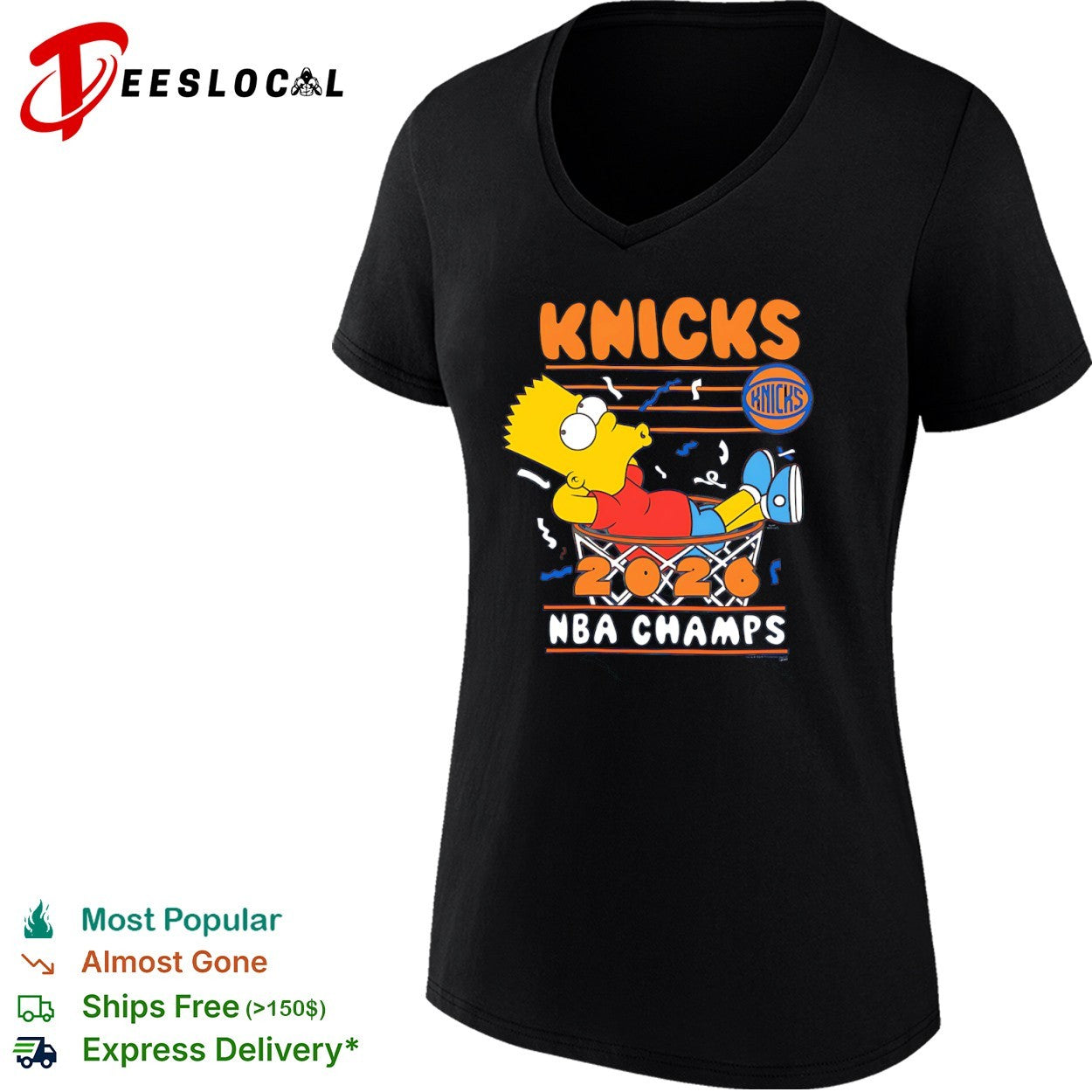 Bart x New York Knicks 2026 NBA Champs parody cartoon basketball shirt