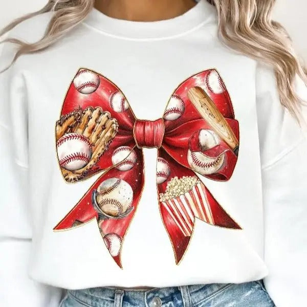 Baseball Coquette Bow DTF Transfers - THIS IS NOT A SHIRT