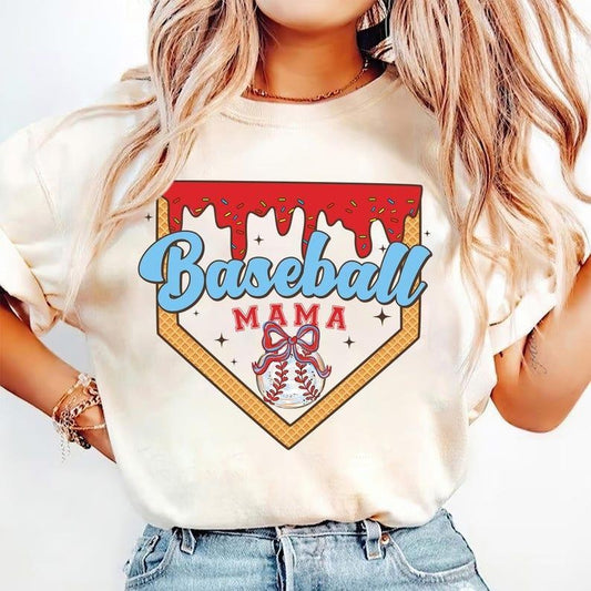 Baseball Themed Ice Cream Shirt, Sporty Mom Tee tshirt, Stylish Brushstroke tshirt, favorite shirts