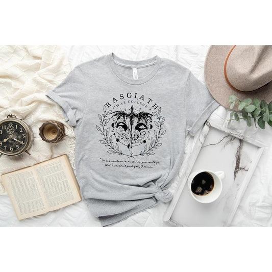 Basgiath War College Shirt, Fourth Wing Shirt, Fantasy Bookish Dragon Rider Hoodie and Sweater; T-shirt Cotton Menswear Polyester Tops