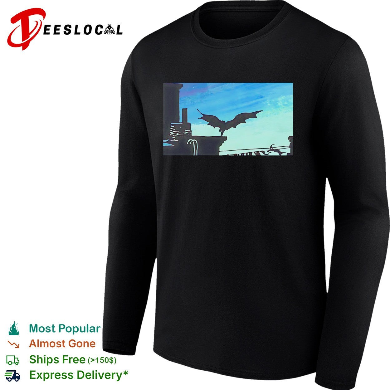 Batman Gotham City silhouette skyline comic book action hero night vigilante shirt