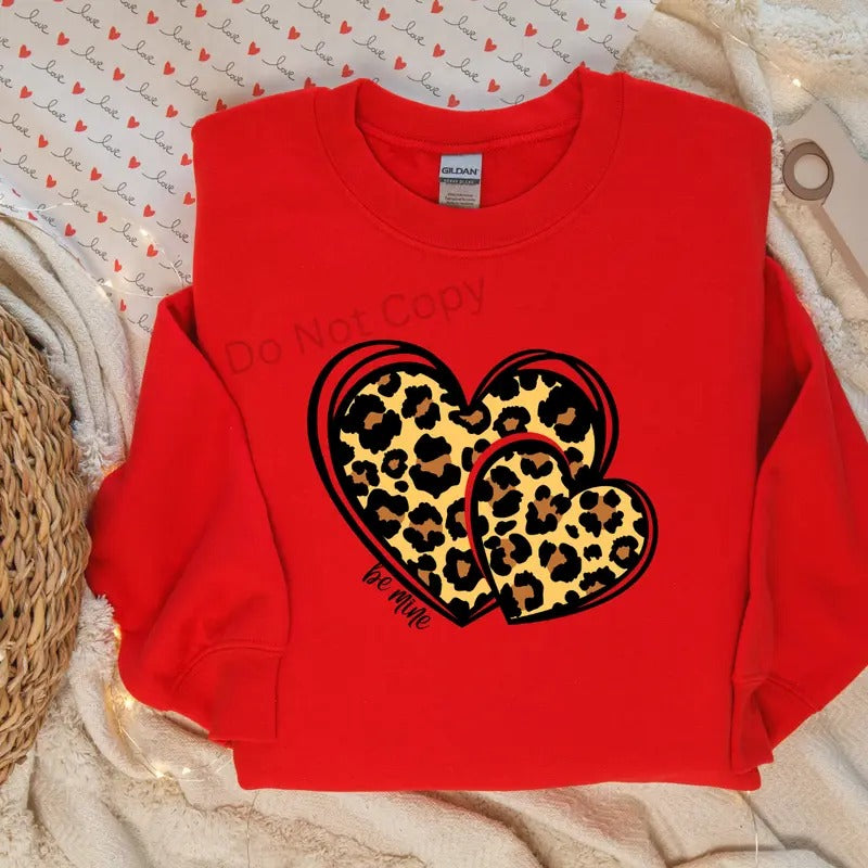 Be Mine Leopard Heart Direct to Film Garment Transfer