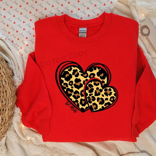 Be Mine Leopard Heart Direct to Film Garment Transfer