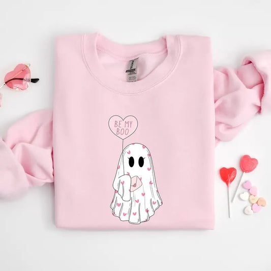 Be My Boo Sweatshirt for Women, XOXO Heart Sweater, Valentines Day Sweatshirt, 100% Cotton - Fabric