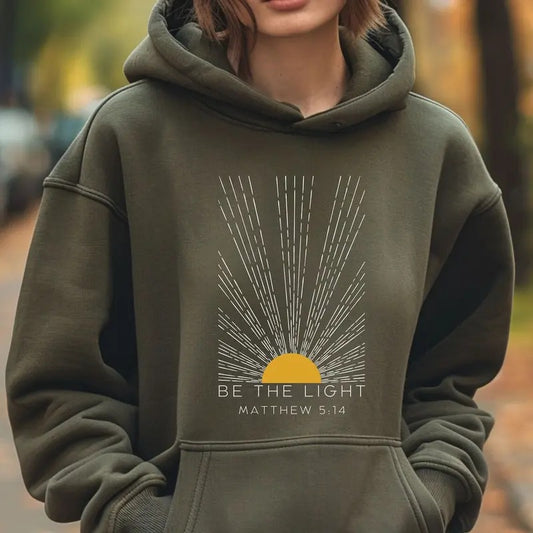 Be The Light Matthew 5 14 Hoodie, Inspirational Gift, Christian Sunrise Hoodie, Christian Hoodie, Bible Verses Hoodie