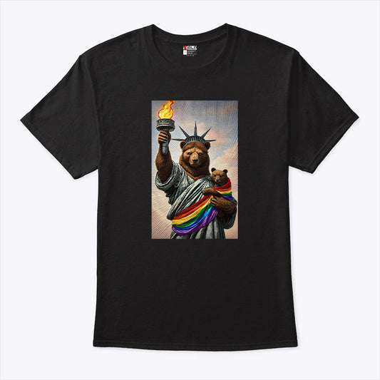 Bear Statue Of Liberty Pride T Shirt
