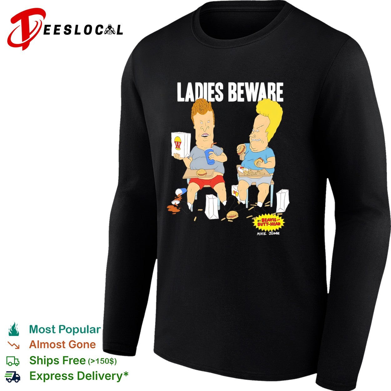 Beavis and Butt-Head Ladies Beware Mike Judge MTV animation shirt