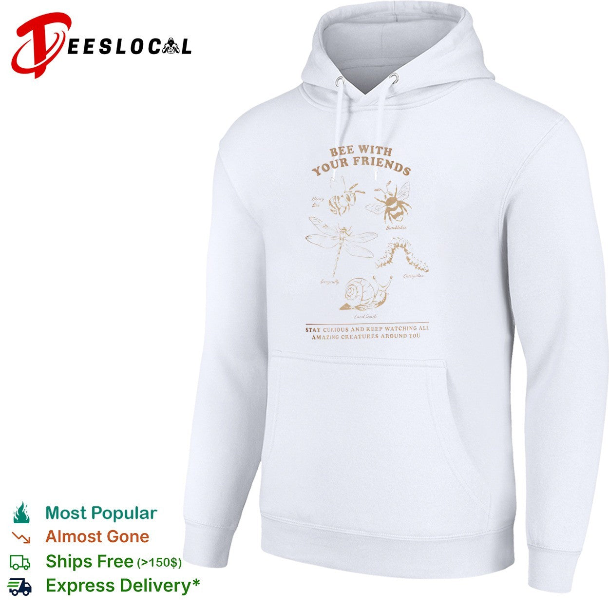 Bee with your friends honey bee bumblebee dragonfly caterpillar land snails shirt
