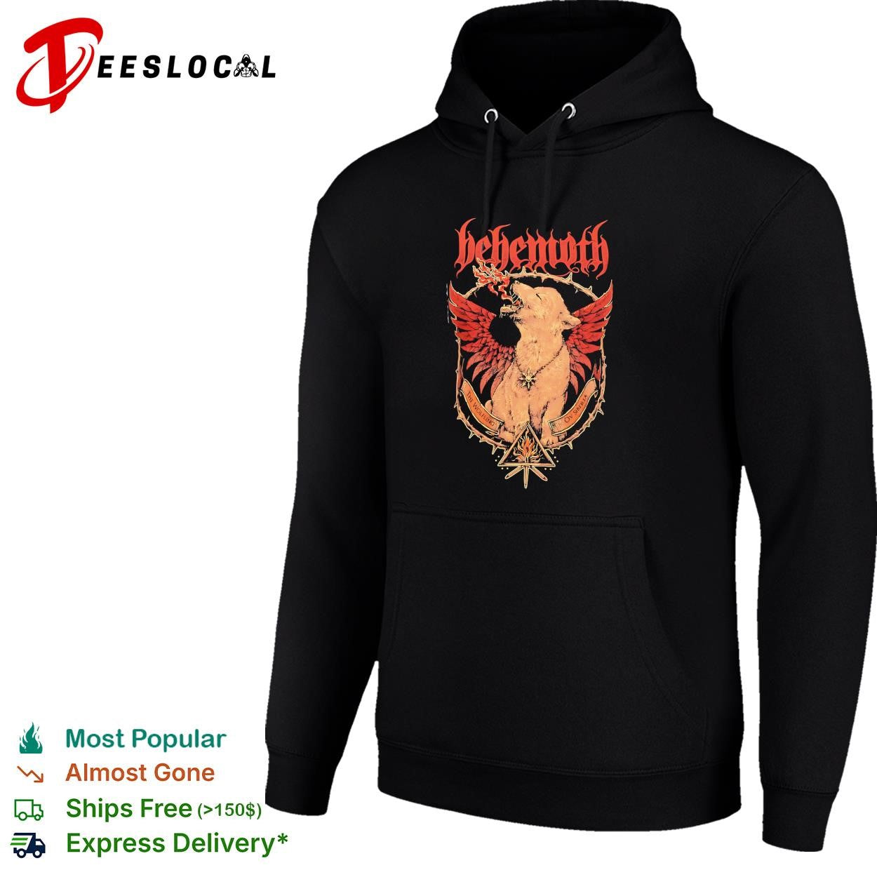 Behemoth The Wolfling Ov Siberia Fire Wings Wolf Sun Sigil Black Metal Music shirt